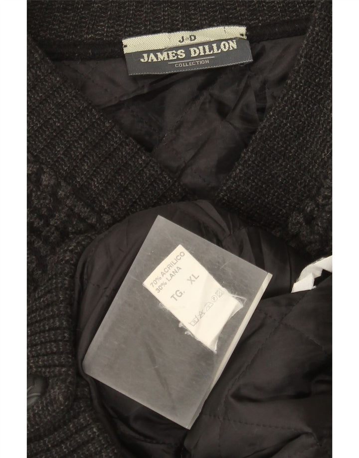 James Dillon Herren Strickjacke XL Grau Chevron Acryl