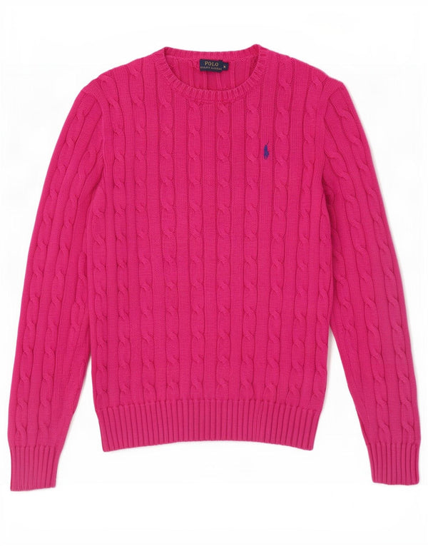 Polo Ralph Lauren Damen-Pullover mit Rundhalsausschnitt, UK 12, mittelrosa, Baumwolle