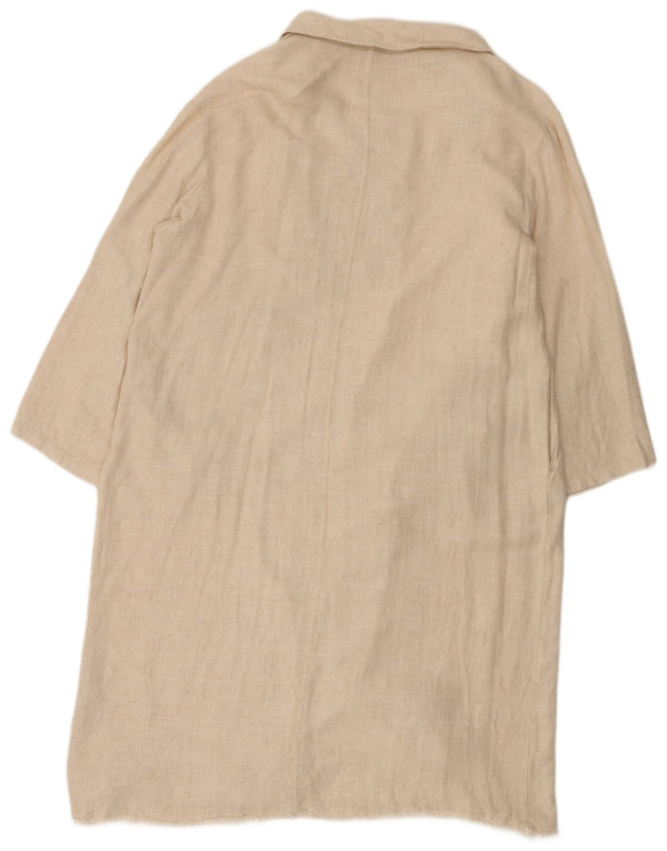 Zara Damen Übergroßer offener Mantel UK 14 Medium Off White Viscose