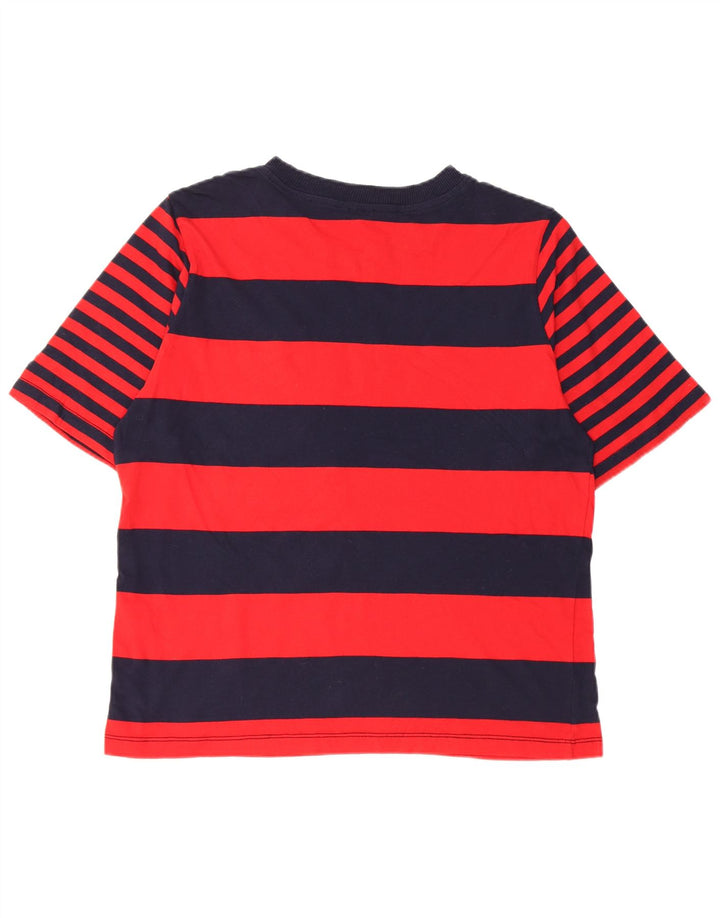 BENETTON Herren-T-Shirt-Oberteil aus mittelblauer, gestreifter Baumwolle