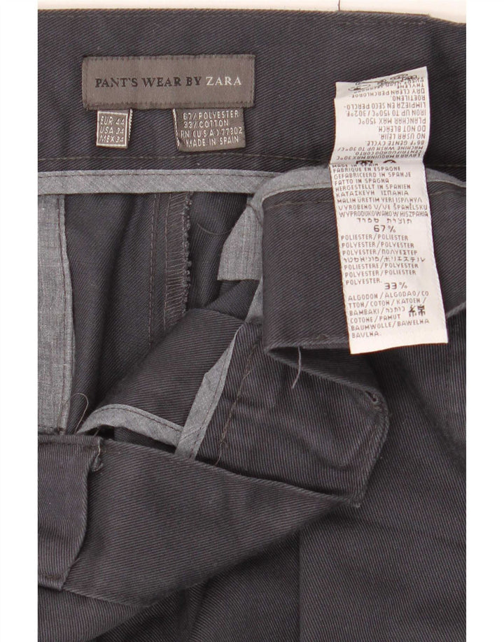 Gerade Chino-Hose für Herren von Zara, EU 44, Größe L, W34, L28, Grau, Polyester