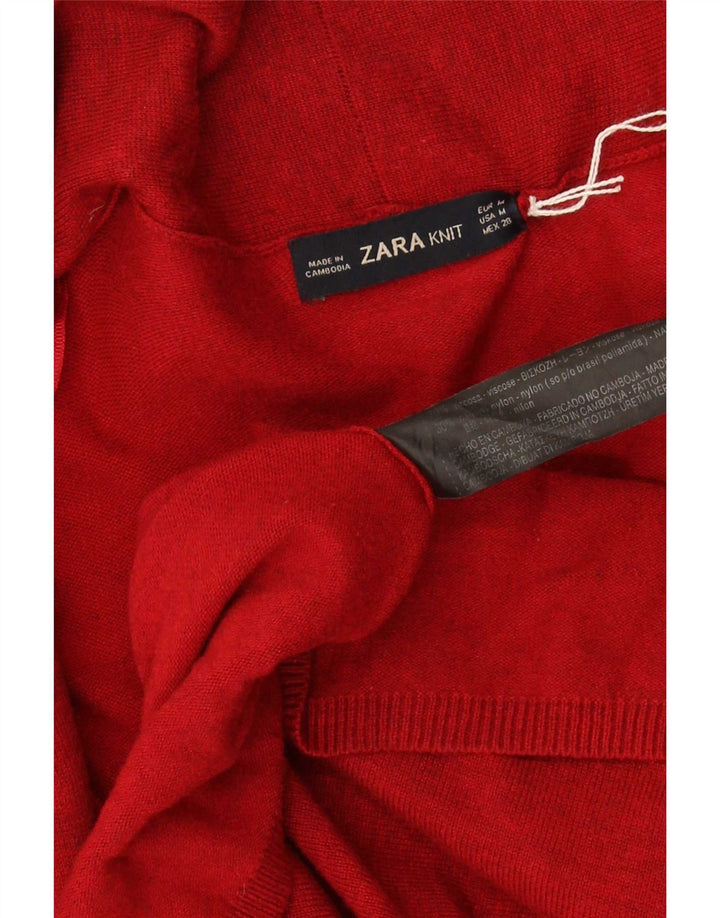 Zara Damen-Cardigan-Pullover UK 12 Mittelrote Viskose