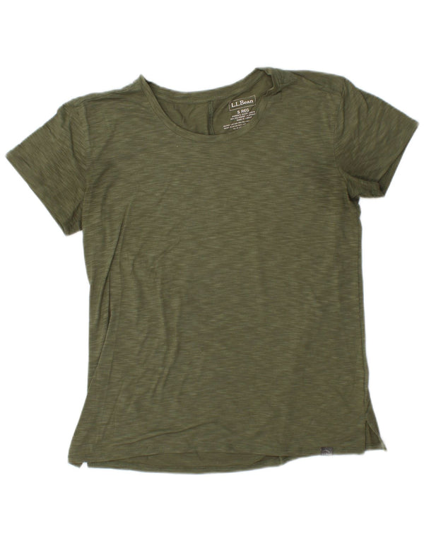 L.L.BEAN Damen T-Shirt Top UK 10 Small Khaki meliert Polyester