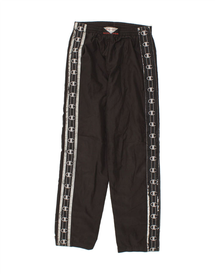 CHAMPION Mens Graphic Tracksuit Trousers XS Black Polyester Vintage Champion and Second-Hand Champion from Messina Hembry 