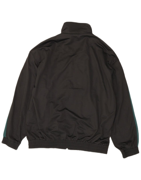 Vintage Herren-Trainingsanzug-Top-Jacke, großes schwarzes Farbblock-Polyester