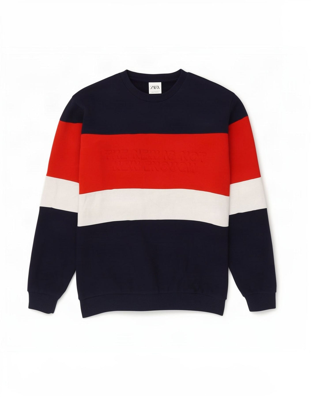 Zara Herren-Sweatshirt mit Grafik, mittelgroß, marineblau, Colourblock-Baumwolle