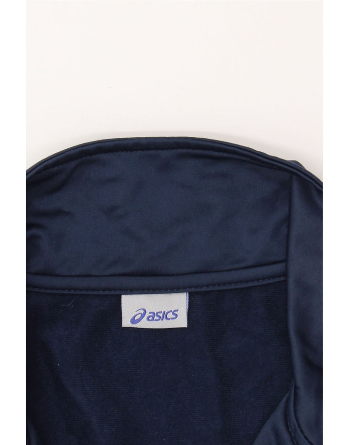 ASICS Womens Tracksuit Top Jacket UK 18 XL Navy Blue Colourblock Polyester Vintage Asics and Second-Hand Asics from Messina Hembry 