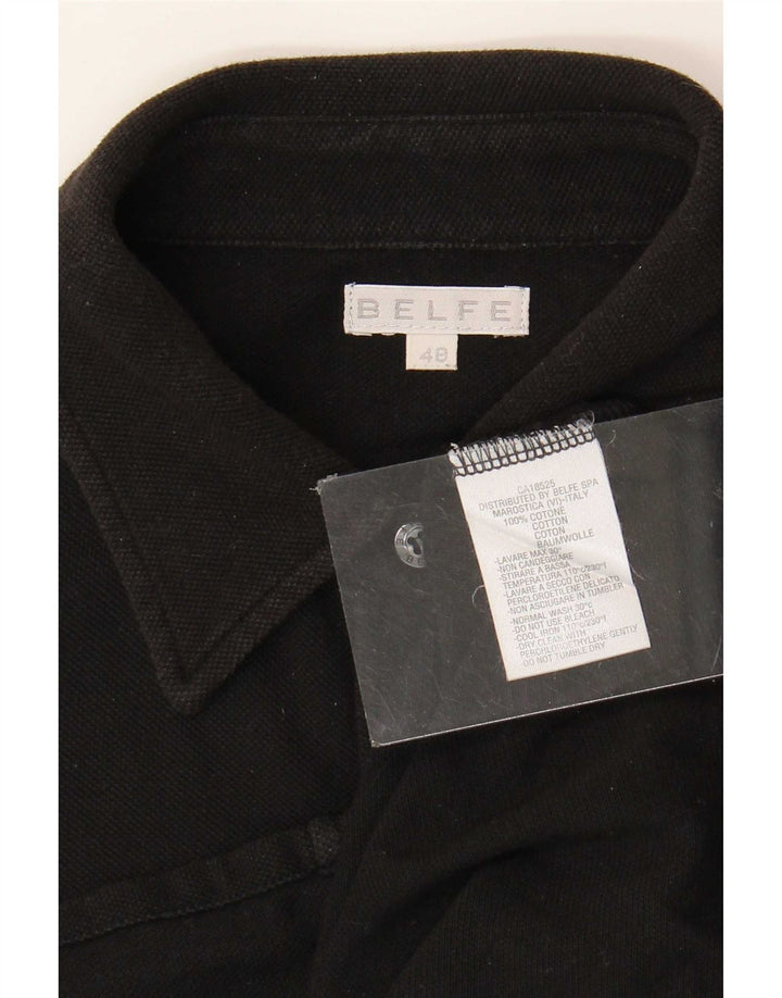 Belfe Damen Kurzarmhemd IT 48 XL Schwarz Baumwolle