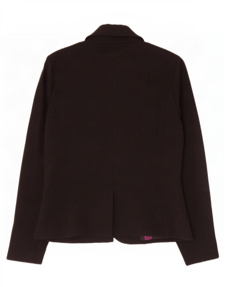 Desigual Damen 1-Knopf-Blazerjacke EU 40 Mittelschwarzes, geblümtes Polyester