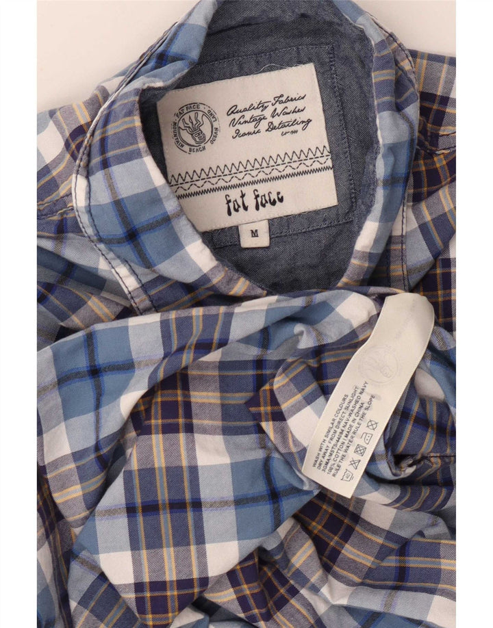 Fat Face Herrenhemd aus mittelblau karierter Baumwolle