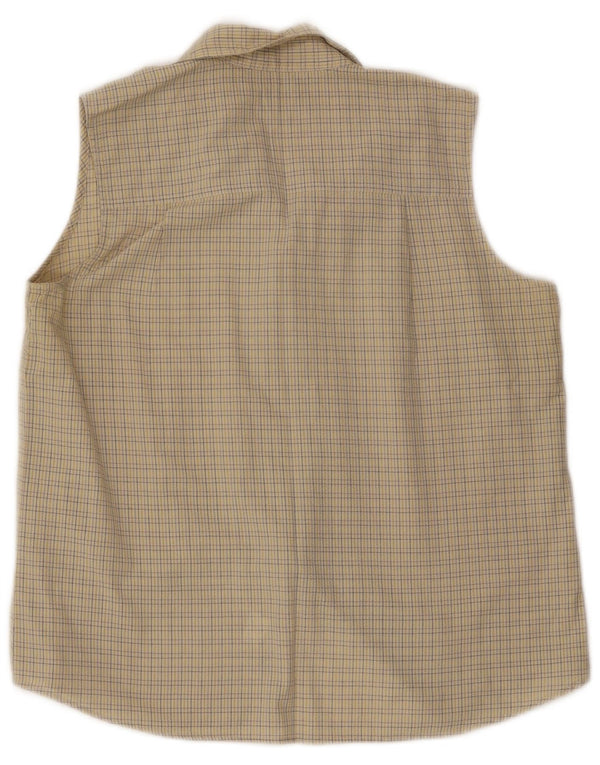 Patagonia Damen ärmellose Hemdbluse UK 16 Large Beige Check