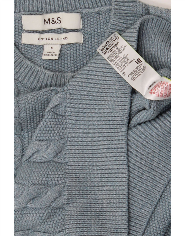 Marks & Spencer Herren-Pullover mit Rundhalsausschnitt, Mittelblau, Polyester