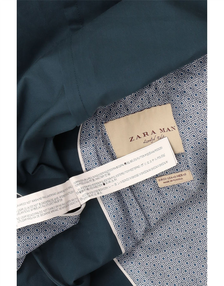 Zara Herren-Blazer mit 2 Knöpfen, EU 50, mittelblaues Polyester