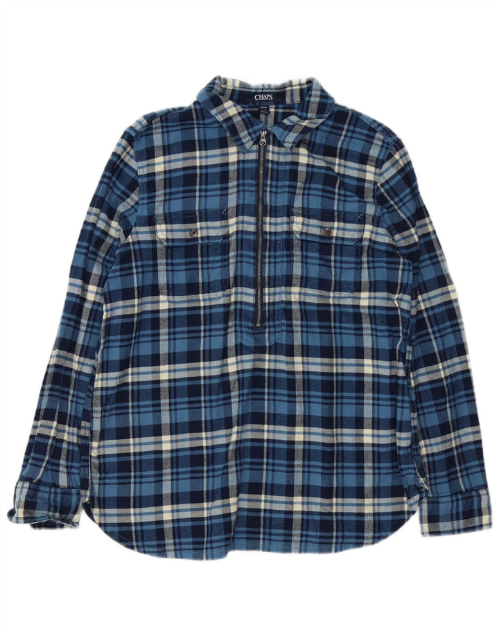 CHAPS Flanell-Pulloverhemd für Damen, UK 14, mittelblau kariert, Baumwolle