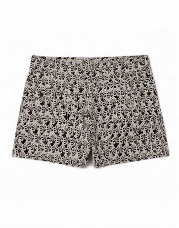 Zara Damen-Hotpants mit abstraktem Muster, Größe L, W30, Weiß, Polyester