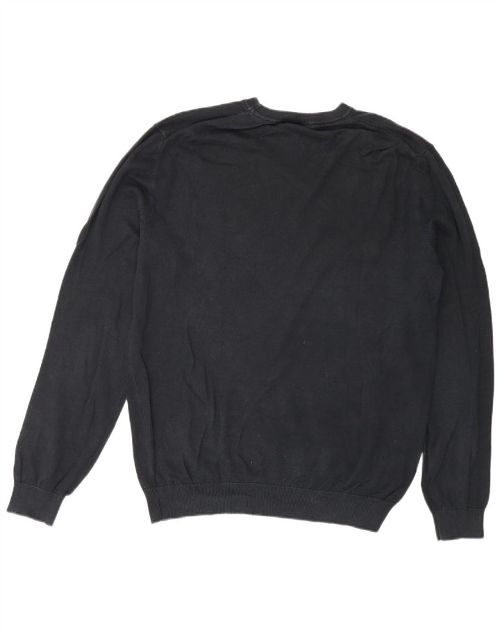 Benetton Herren-Pullover mit Rundhalsausschnitt, mittelschwarz, klassisch