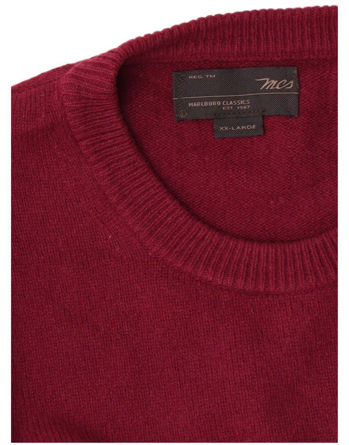 Marlboro Classics Herren-Pullover mit Rundhalsausschnitt, 2XL, bordeauxrote Wolle