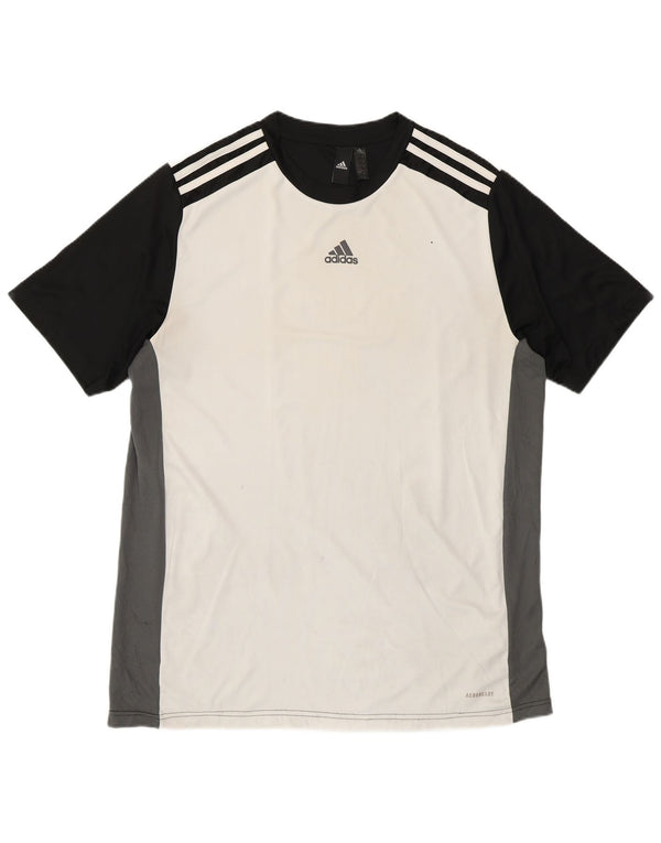 Adidas Mens Aeroready T-Shirt Top Large White Colourblock Polyester