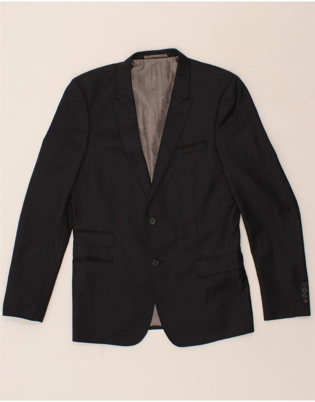 CHROM Herren-Anzug mit 2 Knöpfen, 2-teilig, UK 38, Mittel W32 L30, Schwarz