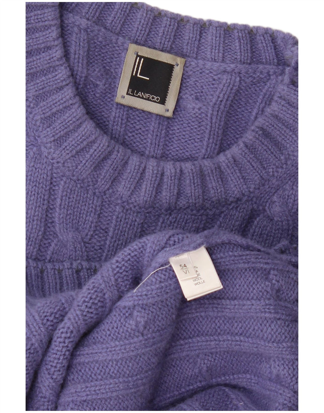 IL Lanificio Herren Pullover mit Rundhalsausschnitt IT 54 XL Lila Wolle