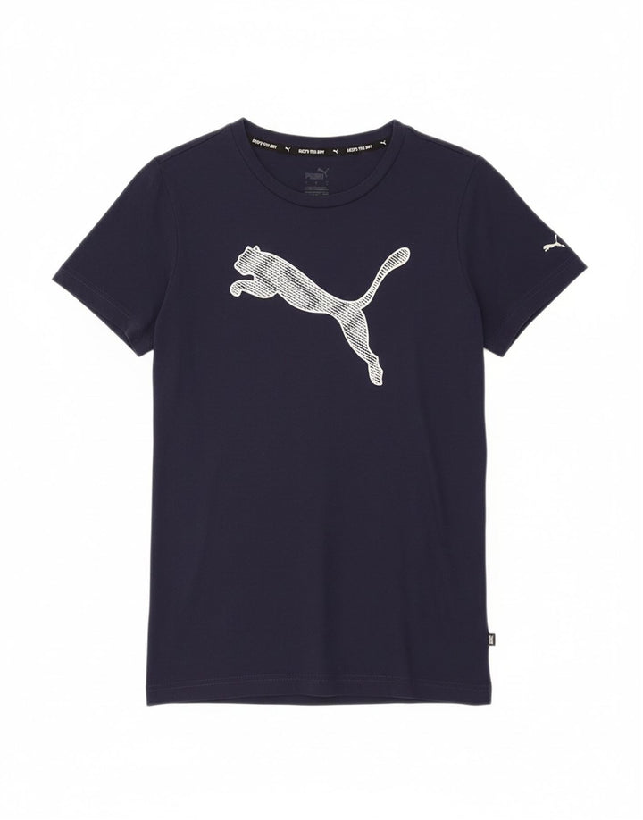 PUMA Mens Graphic T-Shirt Top Small Navy Blue Cotton
