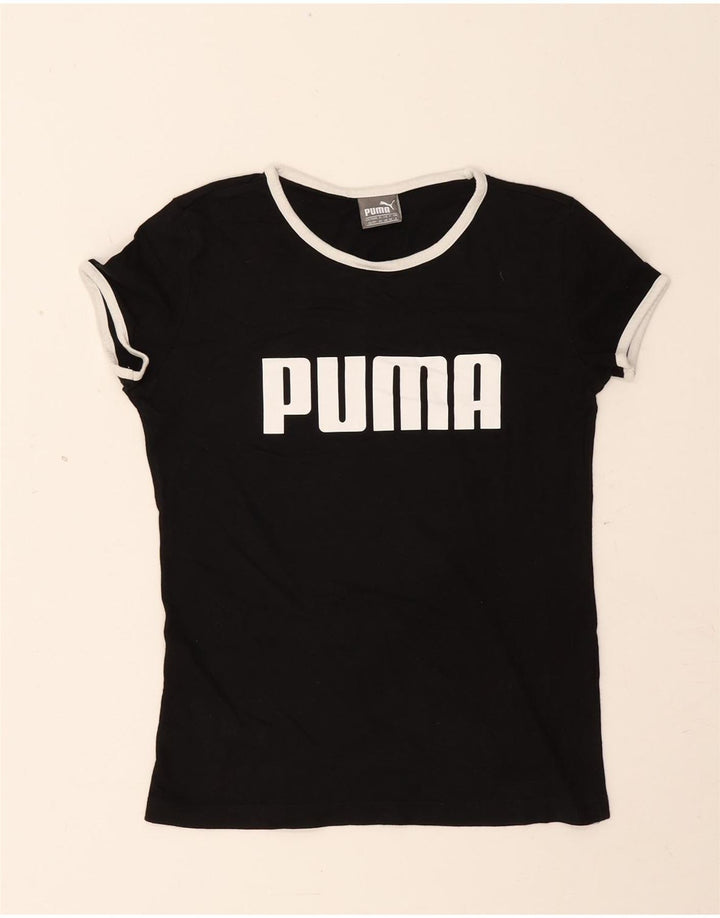 Puma Damen Grafik-T-Shirt Top UK 8 Small Schwarz Modal