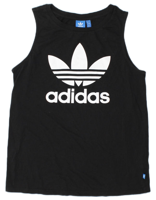 Adidas Damen Graphic Vest Top UK 8 Small Schwarz Baumwolle