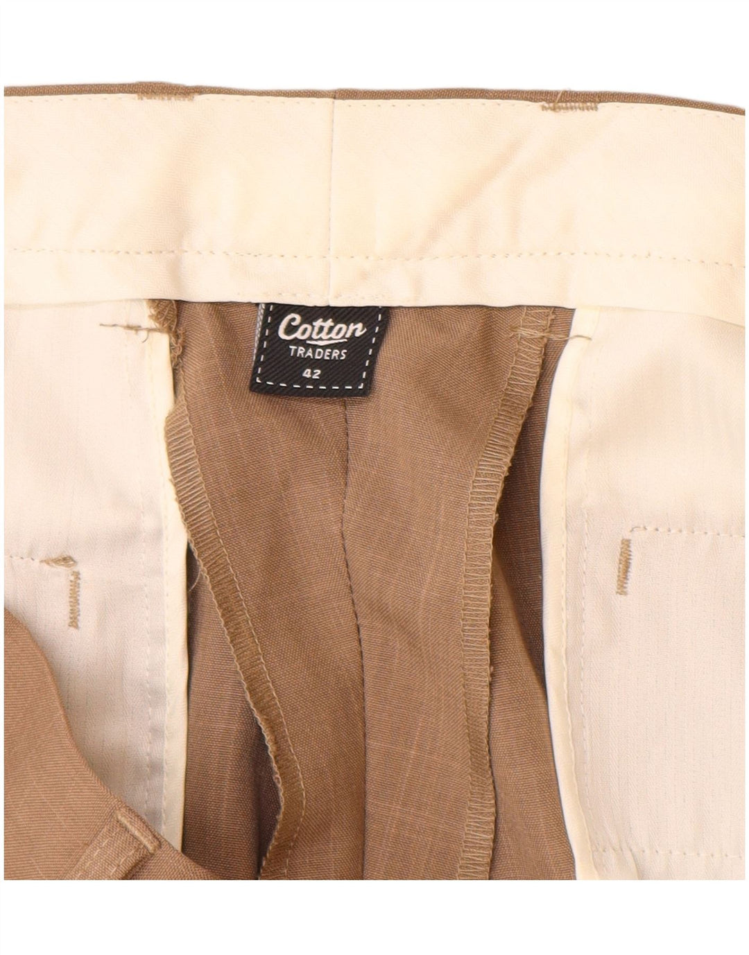 COTTON TRADERS Gerade Herren-Anzughose W42 L31 Beige Polyester