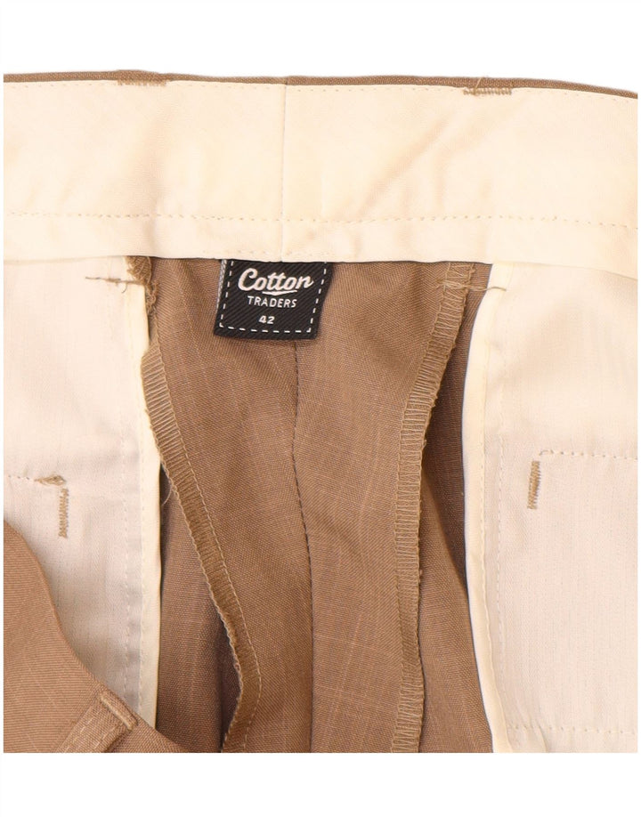COTTON TRADERS Gerade Herren-Anzughose W42 L31 Beige Polyester