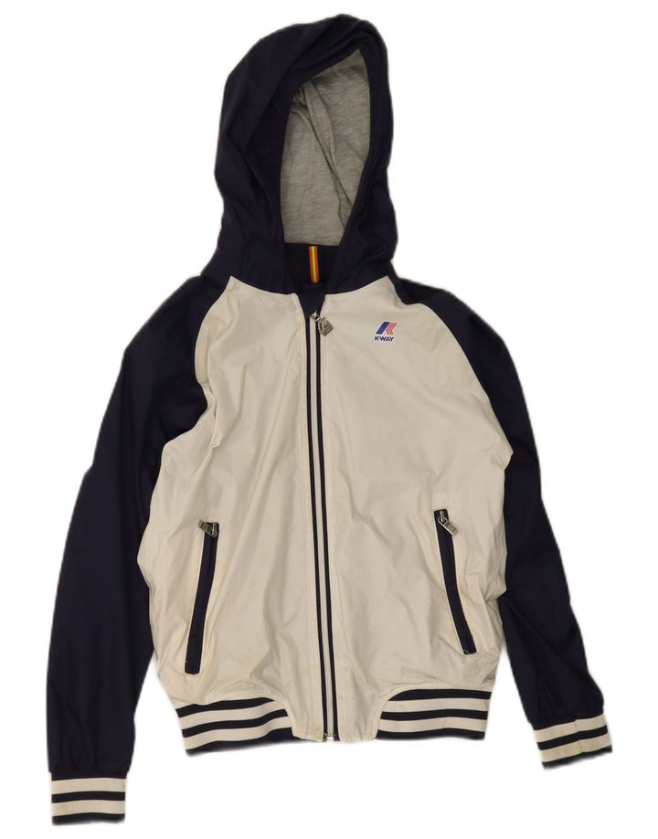 K-Way Jungen-Bomberjacke mit Kapuze, 9–10 Jahre, marineblaues Colourblock-Nylon