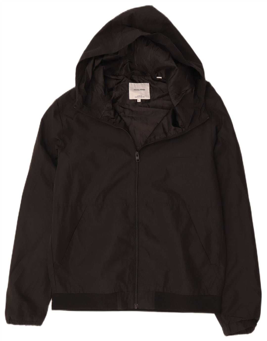 Jack & Jones Herren-Bomberjacke mit Kapuze, Größe 40, Schwarz