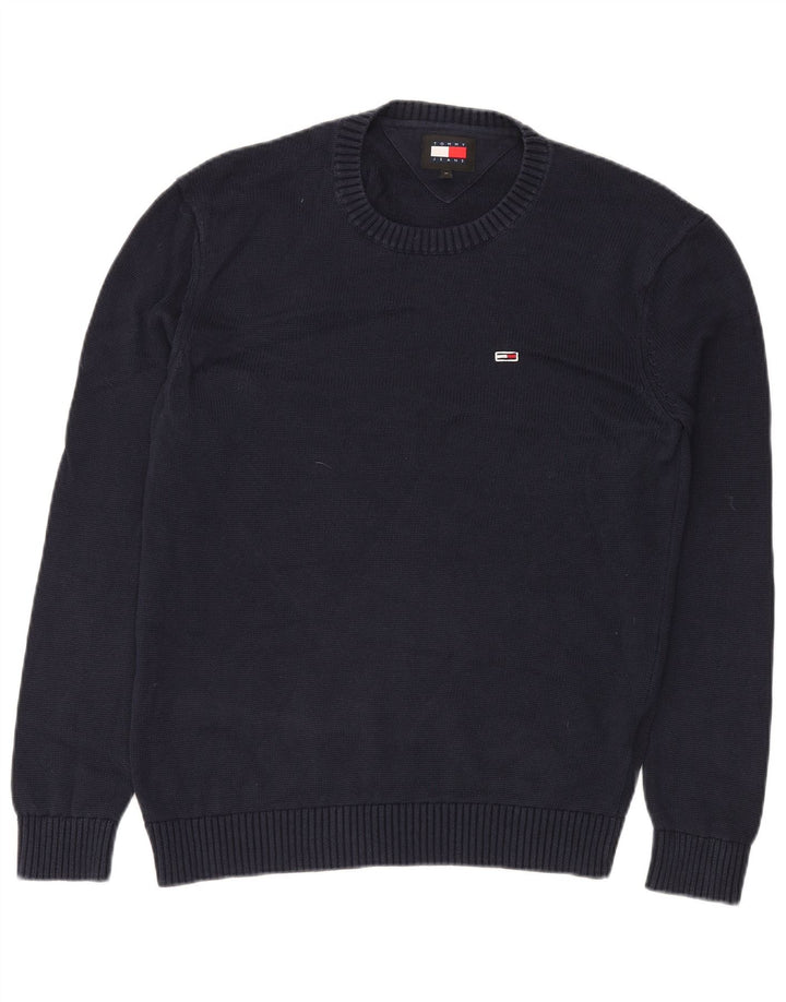 TOMMY HILFIGER Herren-Pullover mit Rundhalsausschnitt, mittelmarineblaue Baumwolle