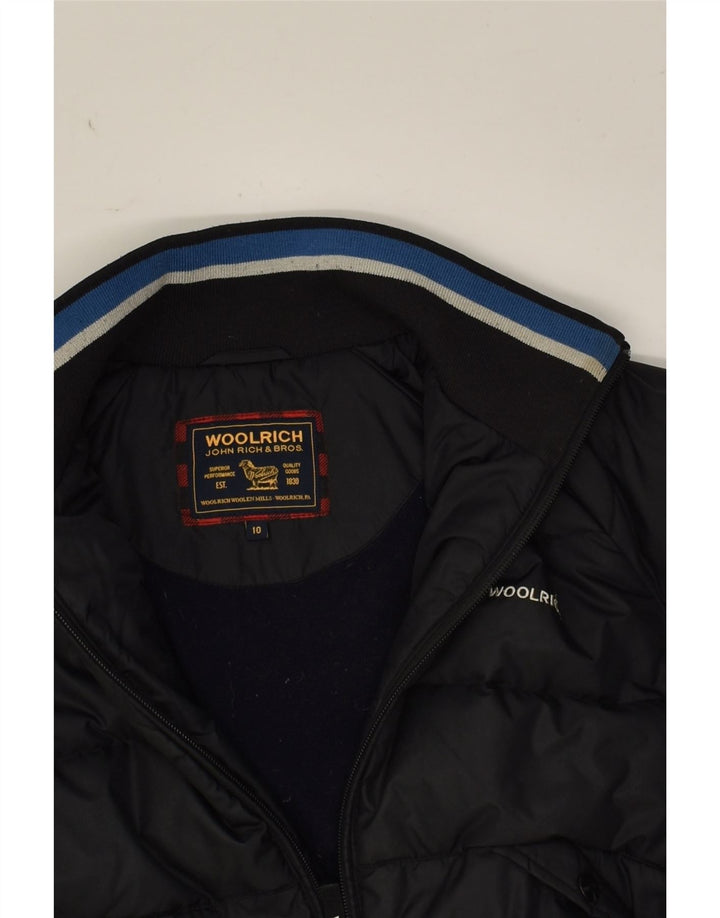 WOOLRICH Boys Graphic Padded Jacket 9-10 Years Black Nylon | Vintage Woolrich | Thrift | Second-Hand Woolrich | Used Clothing | Messina Hembry 