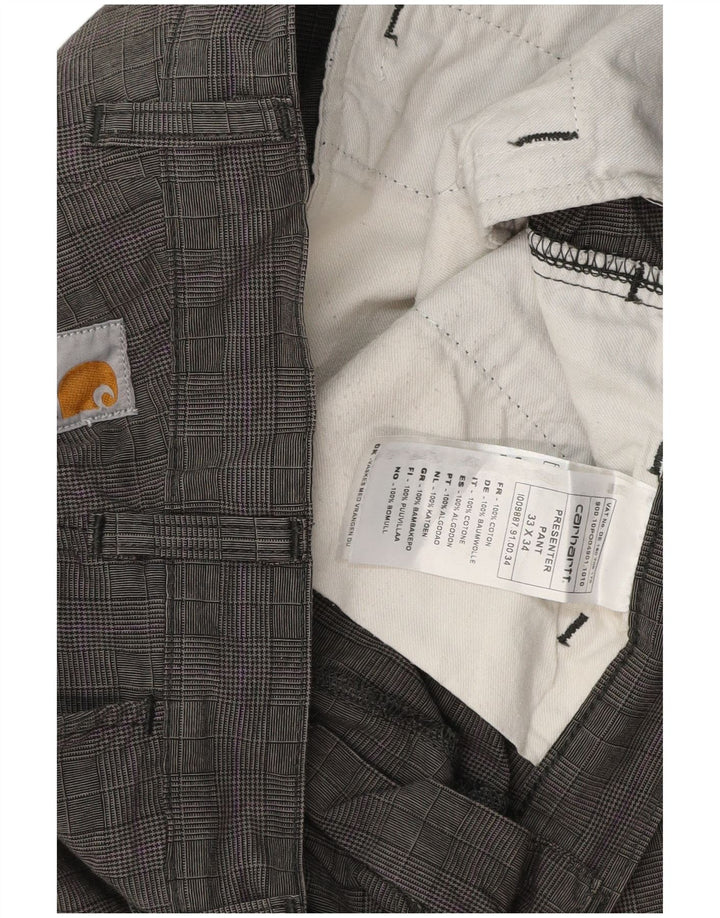 Carhartt Herren gerade Chinohose W33 L27 grau karierte Baumwolle