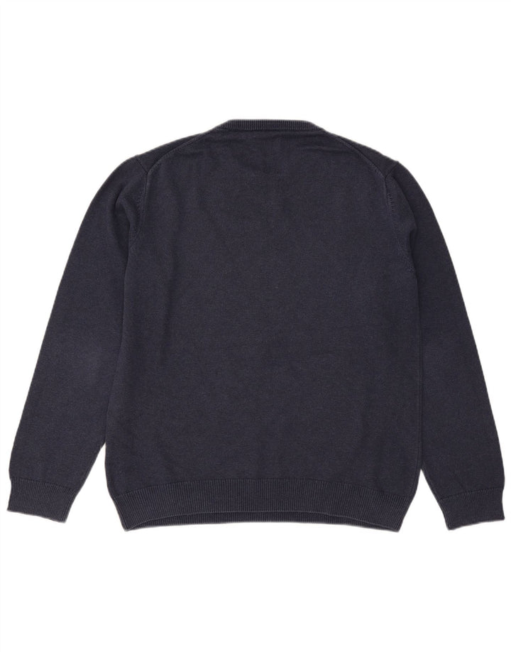 Gant Herren-Pullover mit Rundhalsausschnitt, groß, marineblaue Baumwolle