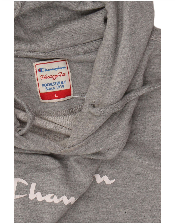 CHAMPION Damen Heritage Fit Graphic Hoodie Pullover UK 14 Large Grau
