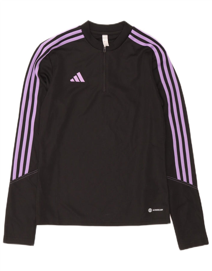 Adidas Damen Aeroready Zip Neck Pullover Trainingsanzug Top UK 8/10 Small Schwarz