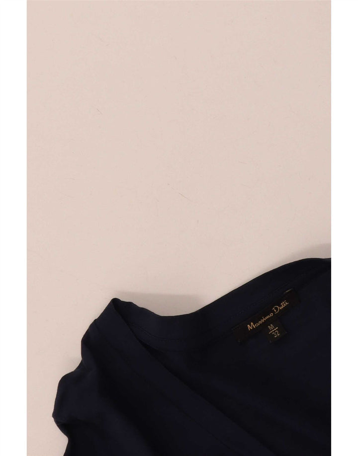 Massimo Dutti Damen-Blusenoberteil mit 3/4-Ärmeln, UK-Gr. 12, mittleres Marineblau