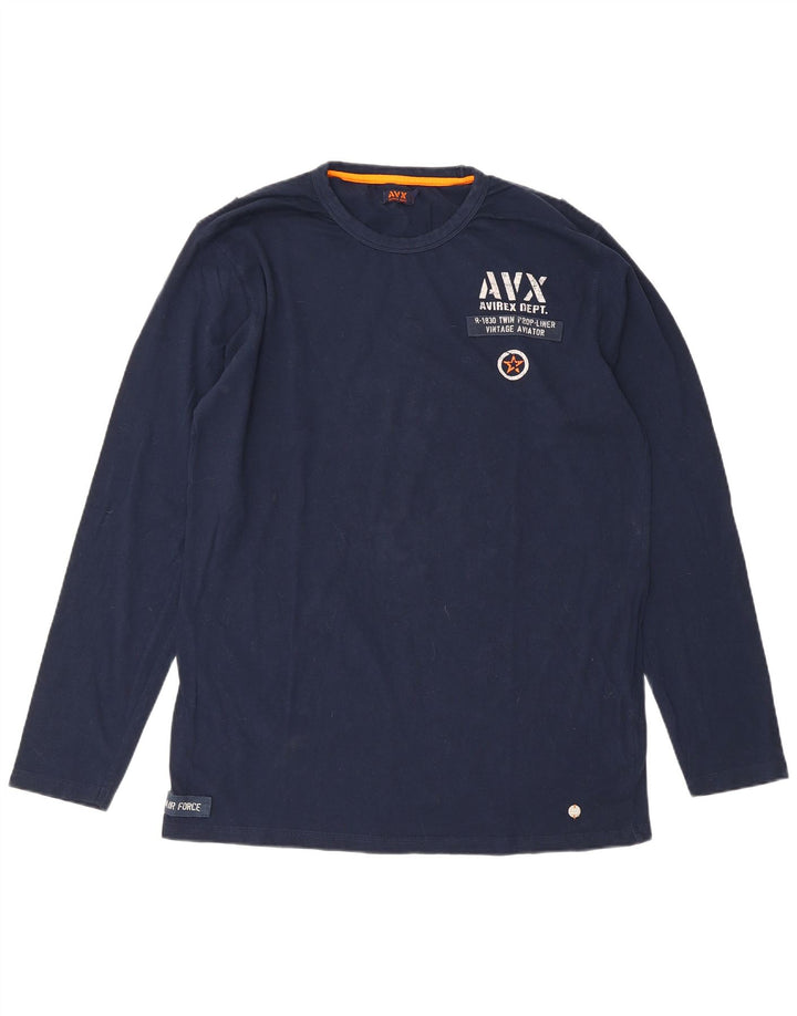 Avirex Herren Graphic Top Langarm XL Marineblau Baumwolle