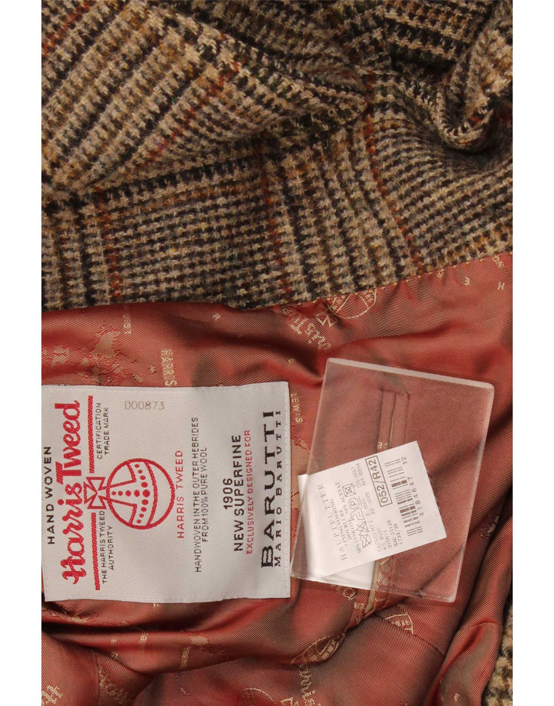 Harris Tweed Herren 2-Knopf-Blazerjacke IT 52 XL braun karierte Wolle