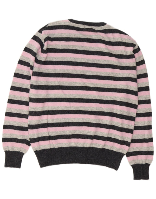 Kappa Mens Crew Neck Jumper Sweater Medium Pink Striped Lambswool