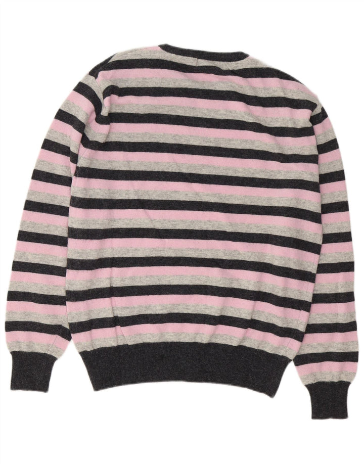 Kappa Herren-Pullover mit Rundhalsausschnitt, Mittelrosa gestreifte Lammwolle