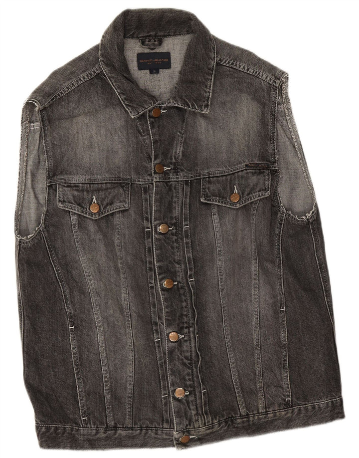 Gant Herren Jeansweste UK 40 Large Grau Baumwolle