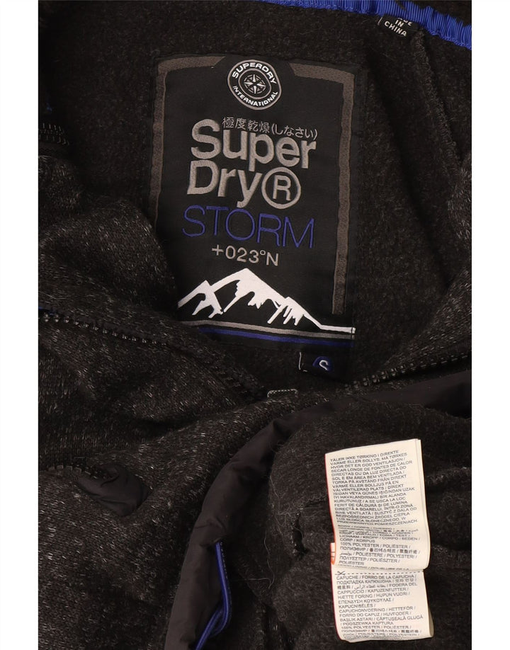 Superdry Herren-Kapuzenpullover mit Reißverschluss, klein, grau geflecktes Polyester