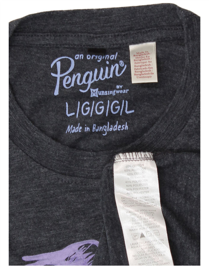 Penguin Herren-T-Shirt mit Grafik, Größe L, aus grauer Baumwolle