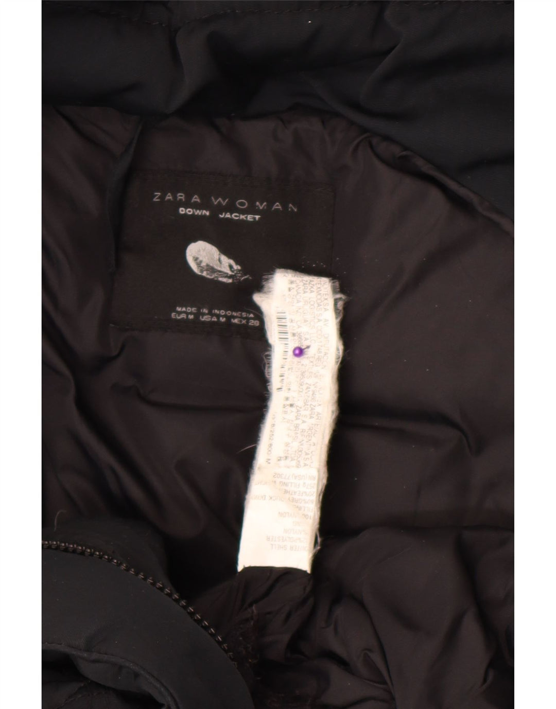 Zara Damen Kapuzenmantel, gepolstert, UK 12, Mittelschwarzes Nylon