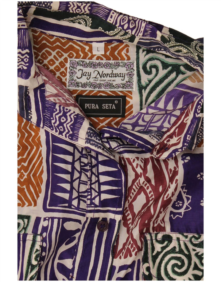 Vintage Damen Hemdbluse UK 16 Großes mehrfarbiges Patchwork