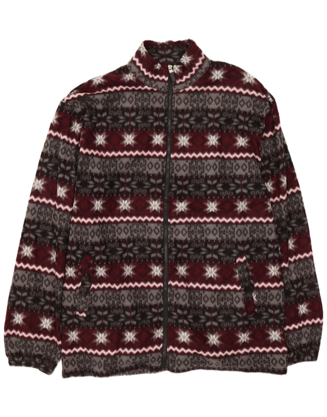 JINHAOLAI Herren Fleecejacke UK 46 3XL Grau Fair Isle Polyester