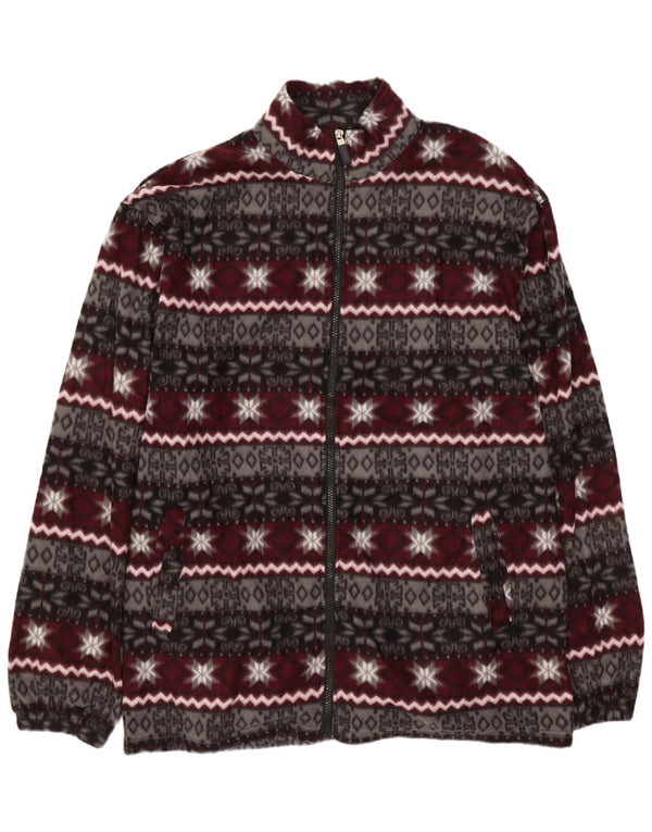 JINHAOLAI Herren Fleecejacke UK 46 3XL Grau Fair Isle Polyester