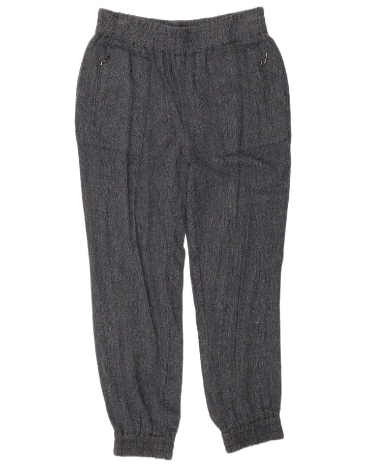 Zara Damen-Jogginghose, Größe M, W28, L27, Marineblau, Viskose mit Fischgrätenmuster